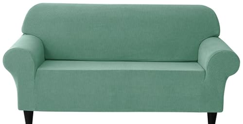 SWJ-swjssb Couchbezug Stretch Sofabezug 3 2 1 Sitzer Moderne Sofaüberwurf Sofa Abdeckung Couch Bezug 3er Kord Elastische Sofahusse Für Wohnzimmer Protector Für Hunde Haustiere(PEA Green,3 Seater) von SWJ-swjssb