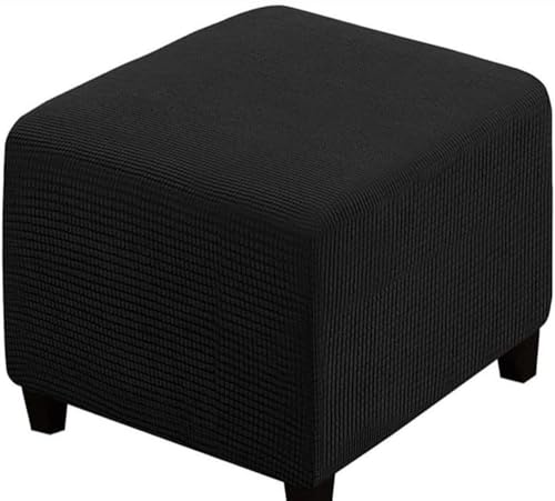 SWJ-swjssb Fußhocker Bezug Ottomane Quadratisch Schonbezug Hockerbezug 60x60 /40x40 Stretch Cordstoff Husse für Fußhocker Ottomanischer Hocker-Bezug Überzug Hocker Protector Waschbar(Black,80x80 cm) von SWJ-swjssb