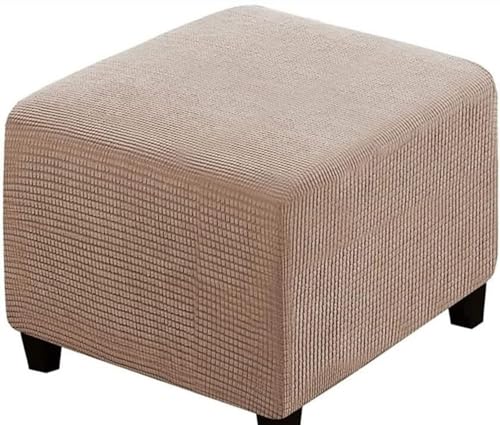 SWJ-swjssb Fußhocker Bezug Ottomane Quadratisch Schonbezug Hockerbezug 60x60 /40x40 Stretch Cordstoff Husse für Fußhocker Ottomanischer Hocker-Bezug Überzug Hocker Protector Waschbar(Khaki,55x55 cm) von SWJ-swjssb
