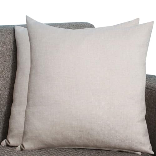 SWJ-swjssb Kissenbezüge Aus Leinen - Kissenhülle Groß Quadratisch & Rechteckig, 2er Set Sofa Kissenbezug Mit Reißverschluss, Kissenhülle Für Kopfkissen, Zier - & Sofakissen(Beige,50x70 cm Set of 2) von SWJ-swjssb