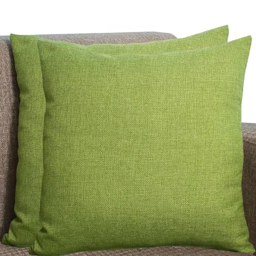SWJ-swjssb Kissenbezüge Aus Leinen - Kissenhülle Groß Quadratisch & Rechteckig, 2er Set Sofa Kissenbezug Mit Reißverschluss, Kissenhülle Für Kopfkissen, Zier - & Sofakissen(Grün,70x80 cm Set of 2) von SWJ-swjssb