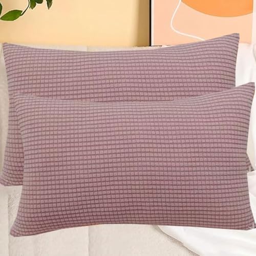 SWJ-swjssb Stretch Kissenbezüge Aus Kord - Quadratisch & Rechteckig, 2er Set Sofa Kissenbezug Mit Reißverschluss, Kissenhülle Für Kopfkissen, Zier - & Sofakissen(Light Purple,45x60 cm Set of 2) von SWJ-swjssb