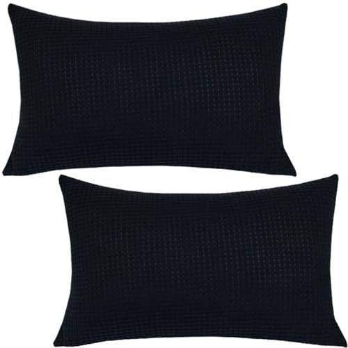 Stretch Kissenbezug 50x70 40x70 Kord Sofa Kissenbezüge 2er Set Zierkissenbezug Dekokissen Sofakissen Mit Reißverschluss Kissenhülle Zierkissenbezüge Kissen Bezug(Jazz Black,50x70 cm (Set of 2)) von SWJ-swjssb