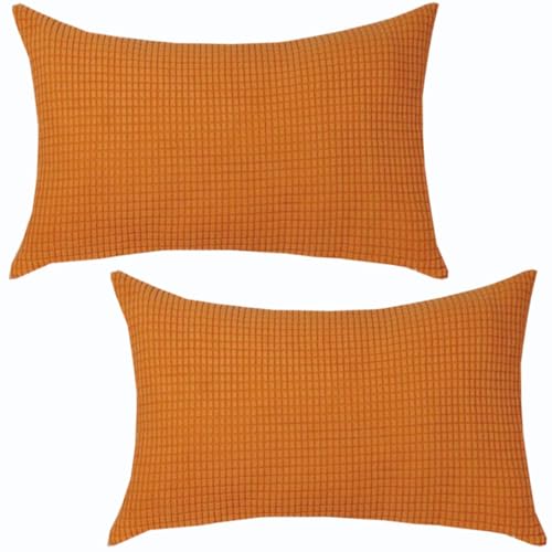 Stretch Kissenbezug 50x70 40x70 Kord Sofa Kissenbezüge 2er Set Zierkissenbezug Dekokissen Sofakissen Mit Reißverschluss Kissenhülle Zierkissenbezüge Kissen Bezug(Orange,30x50 cm (Set of 2)) von SWJ-swjssb