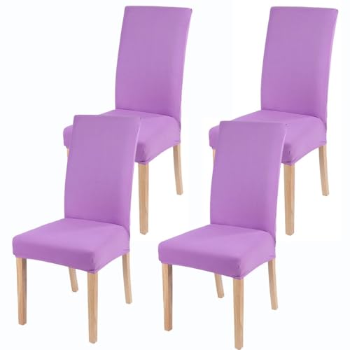 Stuhlhussen 2er 4er O 6er Set, Stretch Esszimmer Stuhlbezug Für Esszimmerstühle, Abnehmbarer Waschbarer Spandex Stuhlüberzug Für Küchenstühle,Hotel, Bankett(Violet,Set of 4) von SWJ-swjssb