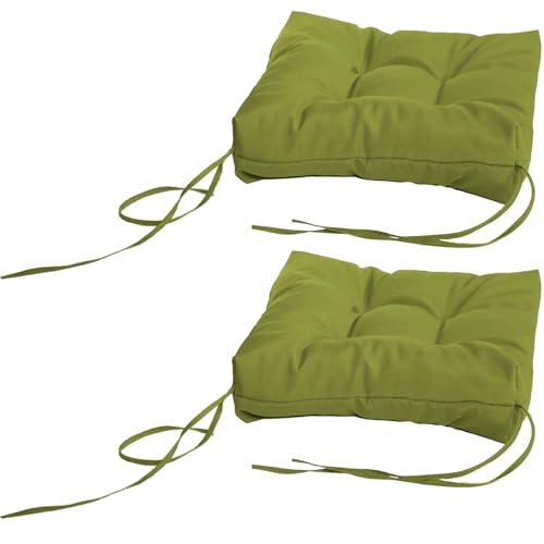 Stuhlkissen Wasserdicht 50x50,30x30,40x40cm Quadratisch Sitzkissen 2er Set, Bequem Weiches Stuhlauflage Dickes 8 cm,Stuhl-Sitzkissen,für Außen Oder Innen, Garten, Büro(Apple Green,59x59 cm) von SWJ-swjssb