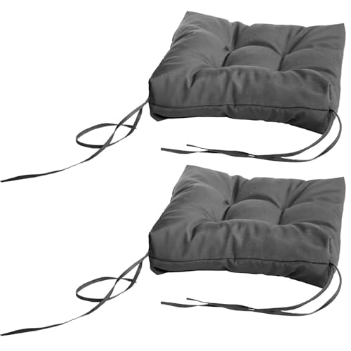 Stuhlkissen Wasserdicht 50x50,30x30,40x40cm Quadratisch Sitzkissen 2er Set, Bequem Weiches Stuhlauflage Dickes 8 cm,Stuhl-Sitzkissen,für Außen Oder Innen, Garten, Büro(Dunkelgrau,41x41 cm) von SWJ-swjssb