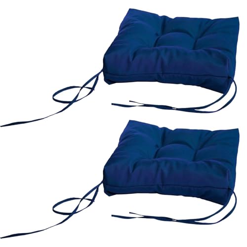 Stuhlkissen Wasserdicht 50x50,30x30,40x40cm Quadratisch Sitzkissen 2er Set, Bequem Weiches Stuhlauflage Dickes 8 cm,Stuhl-Sitzkissen,für Außen Oder Innen, Garten, Büro(Sea Blue,49x49 cm) von SWJ-swjssb