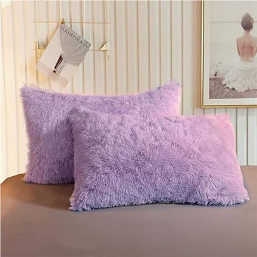 Zierkissenbezüge 50x70 Samt Grau Weiß Grün 2er Set Kissenbezug Plüsch Sofa Kissenbezüge Zierkissenbezug Dekokissen Sofakissen Kissenhülle Dekorative Kissen Bezug(Purple) von SWJ-swjssb