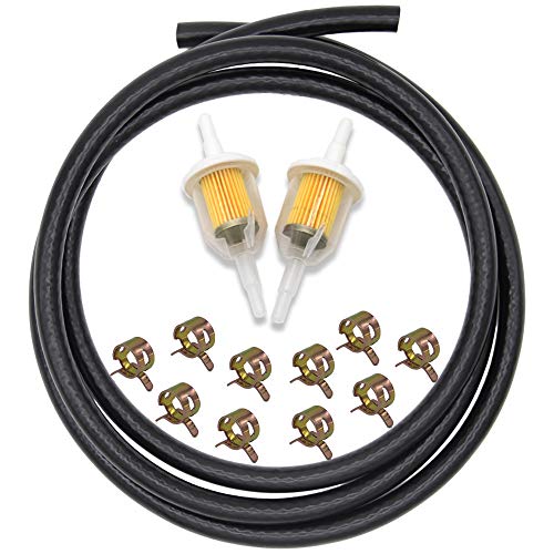 SWNKDG 5/16" Benzinschlauch Kit 2Meter Ø8mm, Kraftstoffleitung mit Benzinfilter und Schlauchschellen für Auto Motorrad Roller von SWNKDG