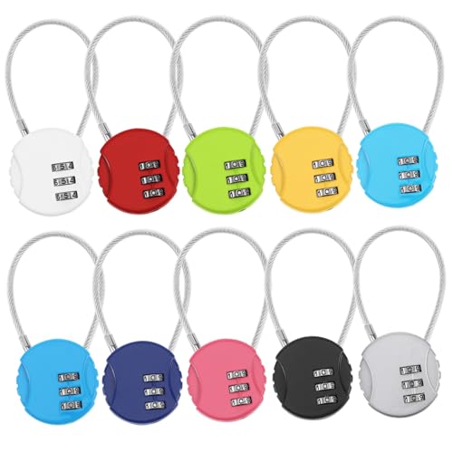SWOOMEY 10 Teiliges Gepäckschloss mit Stahlseil Zahlen Kombinationsschloss für Koffer Rucksäcke Vielseitig Einsetzbar Farblich Sortiert Schwarz Blau Rot Silber Gelb Grün Weiß SWOOMEY 10 Teiliges Gepäckschloss mit Stahlseil Zahlen Kombinationsschloss für Koffer Rucksäcke Vielseitig Einsetzbar Farblich Sortiert Schwarz Blau Rot Silber Gelb Grün Weiß von SWOOMEY