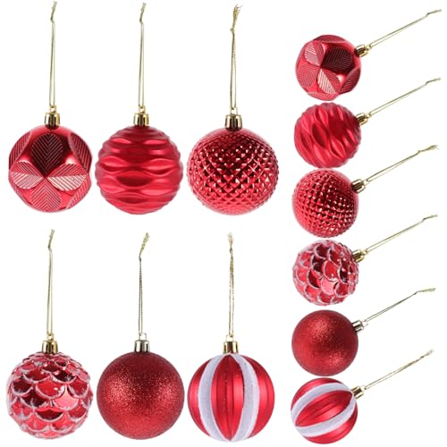 SWOOMEY 12 Stück Teiliges Weihnachtsbaumkugeln Christbaumkugeln Bruchsicher mit Aufhängeschlaufe für Festliche Dekoration und Unvergessliche Feiertage von SWOOMEY