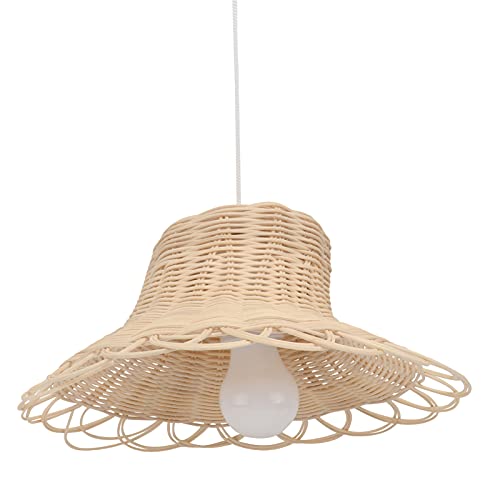 SWOOMEY 1Stück Rattan Deckenlampe mit Farbti Lampenschirm Handgefertigte Rattan Lampenabdeckung für Wohnzimmer Boho Geeignet für Tischlampen und Kronleuchter von SWOOMEY