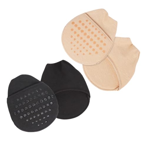 SWOOMEY 2 Paar Toe Topper Nahtlose Socken mit Rutschfester Silikonsohle Atmungsaktive Unsichtbare Vorderfußpolster für Damen Geeignet für High Heels Sportschuhe und Alltag Schwarz und von SWOOMEY