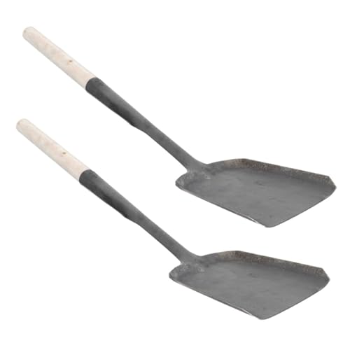SWOOMEY Kohleschaufel 2 Stücke aus Stahl Kamin Ascheschaufel mit Langem Holzgriff Multifunktionale Reinigungsschaufel für Grill und Kamin von SWOOMEY