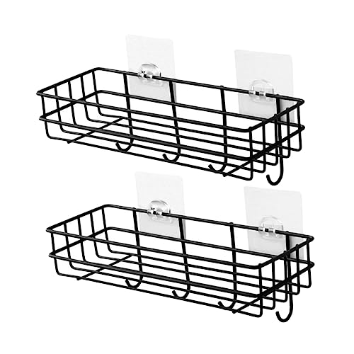 SWOOMEY 2Stücke Teiliges Wandmontage Regal Bohrfreies Badezimmer Speicherregal mit Haken Robustes Eisenregal für Küche Schlafzimmer und Büro Vielseitig Einsetzbar von SWOOMEY