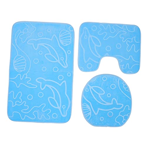 SWOOMEY 3Stücke Teiliges Cartoon Badezimmer Set mit Rutschfester Badmatte Toilettensitzabdeckung und Flauschigem Badteppich für Wasserabsorbierend und Maschinenwaschbar von SWOOMEY