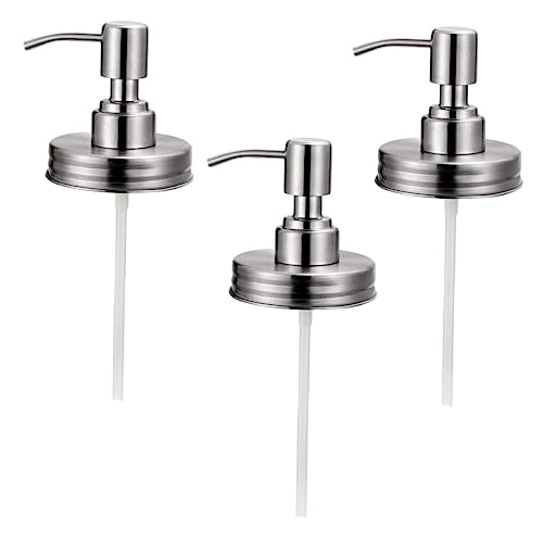 SWOOMEY 3st Pumpenkopf Mit Einmachglasdeckel Seifenspender Spenderdeckel Für Einmachgläser Universal-dosierpumpe Flüssigseife Pumpflaschendüse Pumpenflaschendüse Ersetzen Rostfreier Stahl von SWOOMEY
