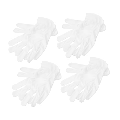 SWOOMEY 4 Paare Antistatische Weiße Handschuhe Atmungsaktive Multifunktionale Handschutz Handschuhe für Schmuckprüfung Ausstellungen und Sensible Handhabung von SWOOMEY