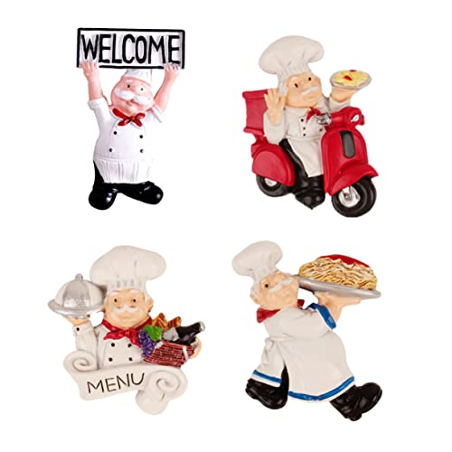 SWOOMEY 4 Stück Koch Ornamente Kühlschrankmagnet Des Fetten Kochs Kühlschrank-dekorationsmagnet Koch-kühlschrankmagnete Cartoon-magnete Für Kühlschrank Büro Italien Pp Lebensmittel von SWOOMEY