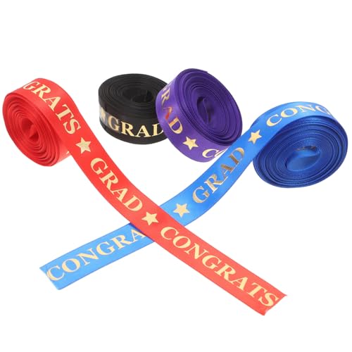 SWOOMEY 4 Stück Teiliges Abschlussfeier Ripsband für DIY Schleifen Breit Yards pro Rolle Rot Blau und Schwarz für Party Dekorationen und von SWOOMEY