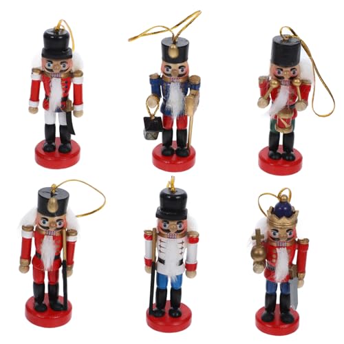 SWOOMEY 6stücke Teiliges Holz-hu Tchen Nussknacker Weihnachtsbaum Dekoration Hängende Ornamente Für Festliche Anlässe Vielseitig Einsetzbar Für Zuhause Zimmer Und Mehr von SWOOMEY