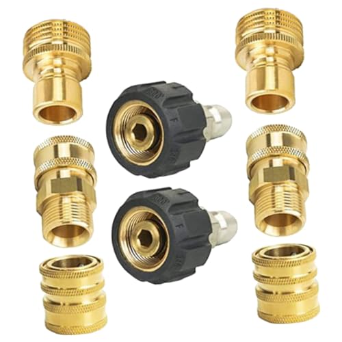 SWOOMEY 8 Stück Teiliges Hochdruckreiniger Adapter Quick Connect Schnellkupplung Messing und Kunststoff Anschluss für Gartenschlauch Auto Waschdüse Vielseitig Einsetzbar von SWOOMEY