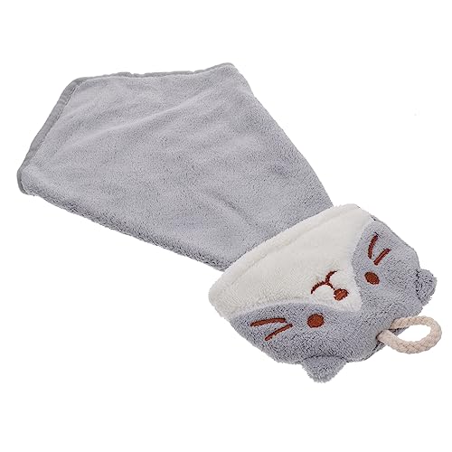 SWOOMEY Badezimmer Küchentuch Hängendes Handtuch Katze Handtuch Kreatives Handtuch Küchenhandtuch Hängende Handtücher Küchenhandtücher Badezimmerhandtücher Handwischtuch Korallenvlies Grey von SWOOMEY