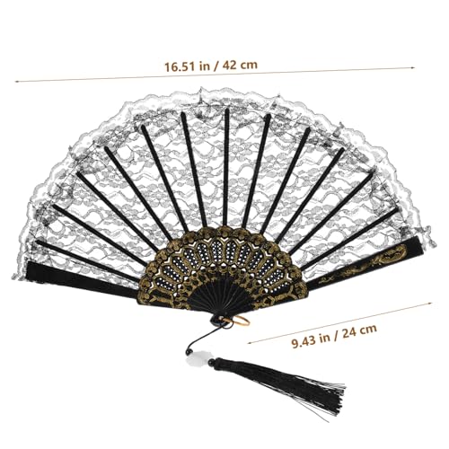 SWOOMEY Eleganter Faltbarer Spitzen-handfächer mit Tassel Vintage Handventilator für Damen Vielseitiger Fächer für Hochzeit Party DIY Wanddeko und Tanzzubehör von SWOOMEY