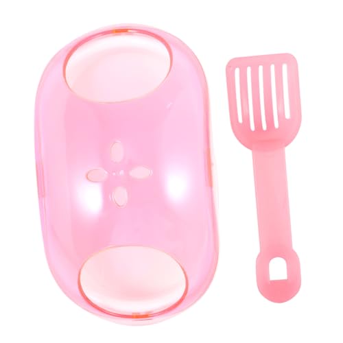 SWOOMEY Kleintier Sandbad Haus mit Schaufel Halbdurchsichtiges Chinchilla Hamster Sand Badezimmer Tragbares Kippsicheres Haustier Badebecken für Stressabbau und Zufällige von SWOOMEY