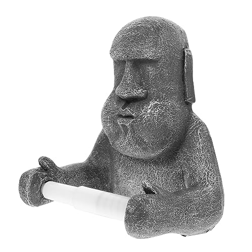 SWOOMEY Moai-skulptur Papierhandtuchhalter Mit Moai-Statue Handtuchhalter Für Das Badezimmer Osterinsel-Moai-dekor Toilettenpapierhandtuchhalter Harz Rollenpapier 3D Papierrollenhalter von SWOOMEY