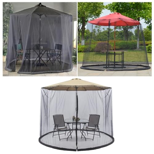 SWOOMEY Patio Sonnenschirm Netz Abdeckung Moskitonetz Verstellbar Insektenschutz Outdoor Gartenschirm Uv-schutz Atmungsaktiv Leicht Tragbar von SWOOMEY