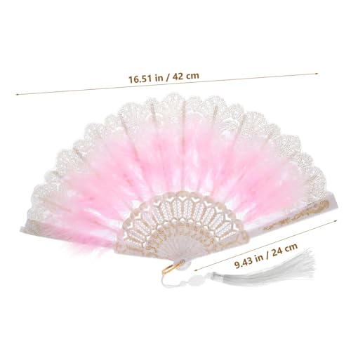 SWOOMEY Vintage Handfächer mit Bestickten Federn Faltbarer Handventilator für Hochzeit Tanzaufführung und Dekoration Leicht Tragbar Stilvoller Federfächer für Festliche Anlässe von SWOOMEY