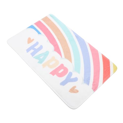 SWOOMEY rutschfeste Regenbogen Badematte Cartoon Design Saugfähiger Badezimmerteppich aus Polyester Waschbar und Langlebig Zuhause Deko von SWOOMEY