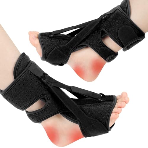 SWRCEYJH Plantarfasziitis Nachtschiene, Plantar Fasciitis Relief Brace 3 Verstellbare Riemen Nachtschiene für Hilfe Plantarfasziitis Aluminiumunterstützung Einstellbares Plantar von SWRCEYJH