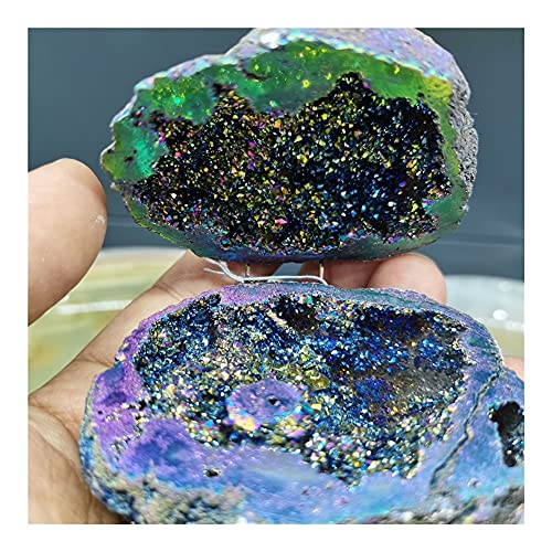 SWRLWARV Natürliche Achat-Geode, Kristallloch, Mineralprobe, enthält klare Kristallcluster, Energiestein, Halloween-Dekorationen ZUOSHUAAYIN (Color : Light Green, Size : One Size) von SWRLWARV