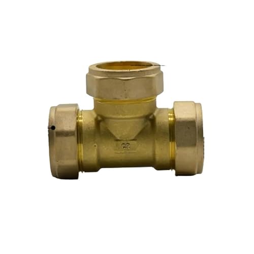 Brass Tee 3 Way Commpression Fitting Union Connector Fit Tube OD 35mm Water Gas Fuel von SWRVVMJDTN