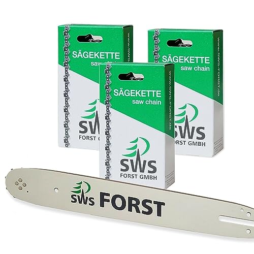 30cm SWS Forst GmbH Schwert Set mit 3 Sägeketten 3/8 45TG 1,3mm kompatibel mit Husqvarna 136 von SWS Forst GmbH