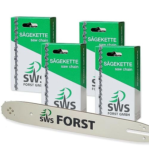 30cm SWS Forst GmbH Schwert Set mit 4 Sägeketten 3/8 44TG 1,3 mm kompatibel mit Stihl MS210 von SWS Forst GmbH