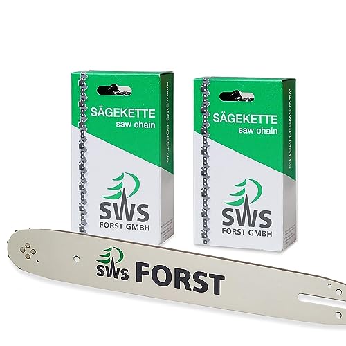 30cm SWS Forst GmbH Schwert Set 2 Sägeketten 3/8 44TG 1,3 mm kompatibel mit Stihl 009 010 011 von SWS Forst GmbH