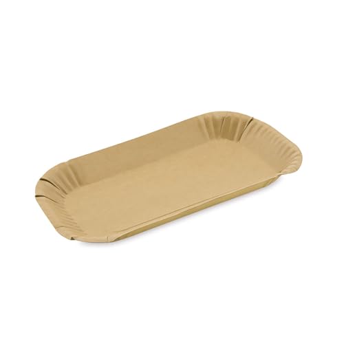 100 Bio Pappschale 15x23cm, braun, fettdicht, ideal für Imbiss & Street Food von SWS