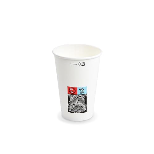 SWS 1000 Pappbecher Becher mit Füllstrich weiß Ø70mm 0,2L von SWS
