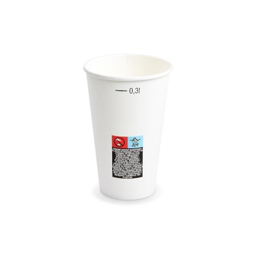 SWS 1000 Pappbecher Becher mit Füllstrich weiß Ø80mm 0,3L von SWS