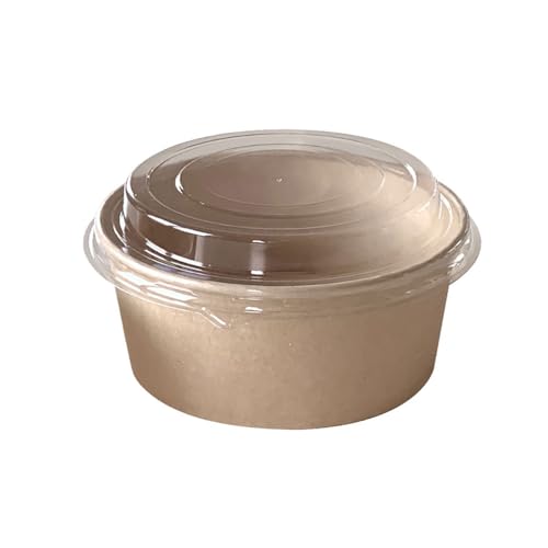 SWS 300 Kraft Salatschalen Snackschalen 750 ml Ø 145 x 85 mm braun + klarem Deckel von SWS