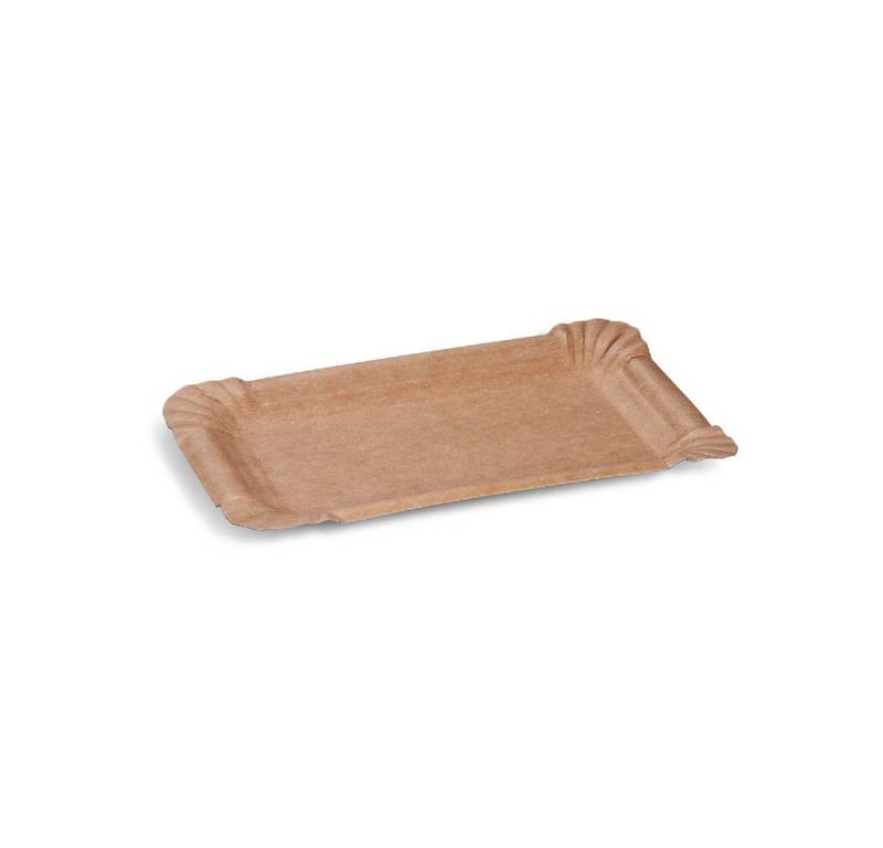 SWS Pappteller eckig FF 10x16cm braun Imbissteller + Fettbarriere 250 Stk., 100 x 160 mm von SWS
