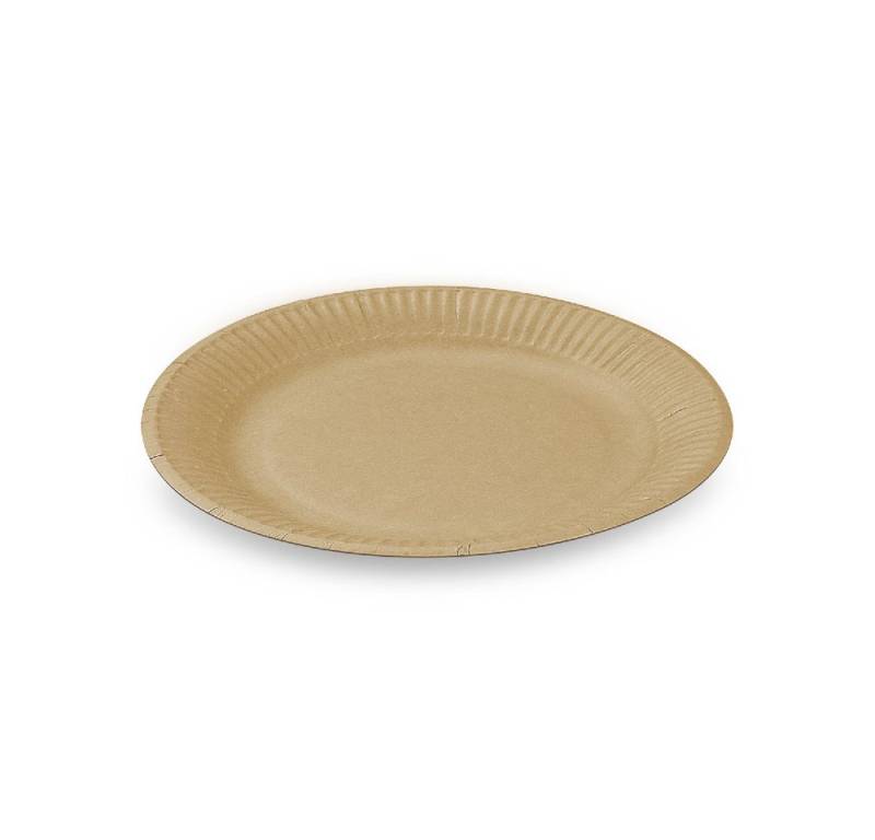 SWS Pappteller rund FF Ø 18x1,5cm braun Snackteller + Fettbarriere 100 Stk. von SWS