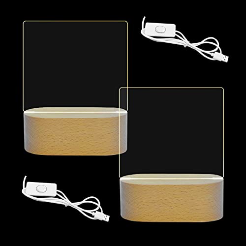 14 cm ovaler LED-Lichtsockel aus Holz, 2 Stück beleuchteter Holzsockel mit 2 Stück transparenten Acryl-Anzeigetafeln, ovale USB-Display-Sockel für Schlafzimmer, Büro, Dekoration (warm) von SWTHM