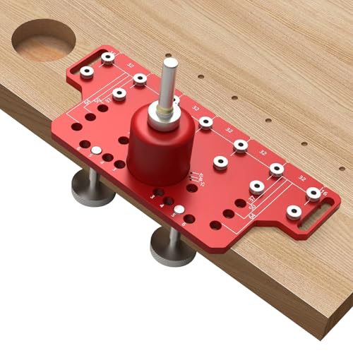 2 in 1 Regalstift Bohrvorrichtung, Taschenlochvorrichtung, Schrankscharnierbohrschablone mit 7 Bohrern Selbstgeschlossene Klemmfunktion Schrank Hardware Jig für Holzbearbeitung DIY von SWTHM