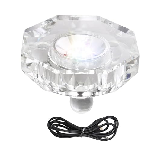 Kristall-LED-Lichtsockel, mehrfarbiger Kristall-Display-Ständer, 4,5 V, USB-Ladegerät, LED-beleuchtete Displayplatte, flacher Sockel, Ständer für Glas, Kunstharzkunst (φ85 mm, achteckig) von SWTHM