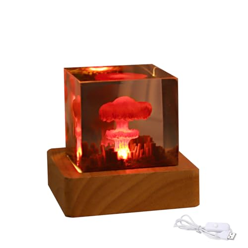 Nuclear Blast Pilzwolke Nachtlicht 3D Pilz Wolke Atombombe Tischlampe Nuklear Explosion Bombe Lampe Atmosphäre für Neuheit Dekoration (klein) von SWTHM